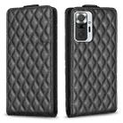 For Redmi Note 10 Pro /10 Pro Max Diamond Lattice Vertical Flip Leather Phone Case(Black) - 1