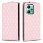 For Redmi Note 12 5G Global Diamond Lattice Vertical Flip Leather Phone Case(Pink) - 1