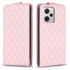 For Redmi Note 12 Pro+ Global Diamond Lattice Vertical Flip Leather Phone Case(Pink) - 1