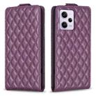 For Redmi Note 12 Pro Global Diamond Lattice Vertical Flip Leather Phone Case(Dark Purple) - 1