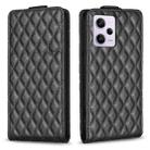 For Redmi Note 12 Pro Global Diamond Lattice Vertical Flip Leather Phone Case(Black) - 1