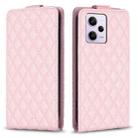 For Redmi Note 12 Pro Global Diamond Lattice Vertical Flip Leather Phone Case(Pink) - 1