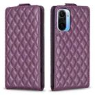 For Redmi K40 / K40 Pro Diamond Lattice Vertical Flip Leather Phone Case(Dark Purple) - 1