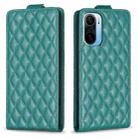 For Redmi K40 / K40 Pro Diamond Lattice Vertical Flip Leather Phone Case(Green) - 1