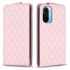 For Redmi K40 / K40 Pro Diamond Lattice Vertical Flip Leather Phone Case(Pink) - 1