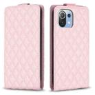 For Xiaomi Mi 11 Lite Diamond Lattice Vertical Flip Leather Phone Case(Pink) - 1