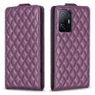 For Xiaomi Mi 11T / 11T Pro Diamond Lattice Vertical Flip Leather Phone Case(Dark Purple) - 1