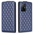 For Xiaomi Mi 11T / 11T Pro Diamond Lattice Vertical Flip Leather Phone Case(Blue) - 1