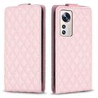 For Xiaomi 12 Lite Diamond Lattice Vertical Flip Leather Phone Case(Pink) - 1