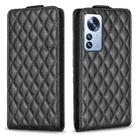 For Xiaomi 12 Pro Diamond Lattice Vertical Flip Leather Phone Case(Black) - 1