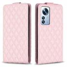 For Xiaomi 12 Pro Diamond Lattice Vertical Flip Leather Phone Case(Pink) - 1