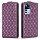 For Xiaomi 12T / 12T Pro Diamond Lattice Vertical Flip Leather Phone Case(Dark Purple) - 1