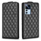 For Xiaomi 12T / 12T Pro Diamond Lattice Vertical Flip Leather Phone Case(Black) - 1