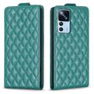 For Xiaomi 12T / 12T Pro Diamond Lattice Vertical Flip Leather Phone Case(Green) - 1