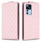 For Xiaomi 12T / 12T Pro Diamond Lattice Vertical Flip Leather Phone Case(Pink) - 1