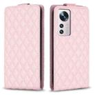 For Xiaomi 12 Diamond Lattice Vertical Flip Leather Phone Case(Pink) - 1