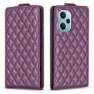 For Redmi Note 12 Turbo Diamond Lattice Vertical Flip Leather Phone Case(Dark Purple) - 1