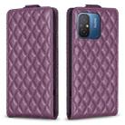 For Xiaomi Poco C55 / Redmi 12C Diamond Lattice Vertical Flip Leather Phone Case(Dark Purple) - 1