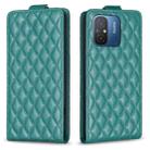 For Xiaomi Poco C55 / Redmi 12C Diamond Lattice Vertical Flip Leather Phone Case(Green) - 1