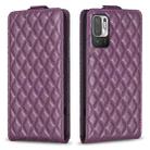 For Redmi Note 10 5G /Note 10T 5G Diamond Lattice Vertical Flip Leather Phone Case(Dark Purple) - 1