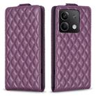 For Xiaomi Redmi Note 13 Diamond Lattice Vertical Flip Leather Phone Case(Dark Purple) - 1