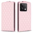 For Xiaomi Redmi Note 13 Diamond Lattice Vertical Flip Leather Phone Case(Pink) - 1