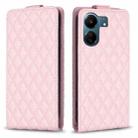 For Xiaomi Redmi 13C Diamond Lattice Vertical Flip Leather Phone Case(Pink) - 1