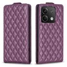 For Xiaomi Redmi Note 13 4G Global Diamond Lattice Vertical Flip Leather Phone Case(Dark Purple) - 1