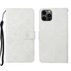 For iPhone 15 Pro Ethnic Style Embossed Pattern Leather Phone Case(White) - 1