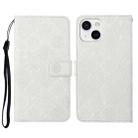 For iPhone 15 Ethnic Style Embossed Pattern Leather Phone Case(White) - 1