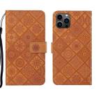 For iPhone 16 Pro Max Ethnic Style Embossed Pattern Leather Phone Case(Brown) - 1