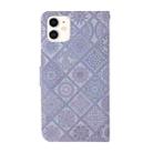 For iPhone 16 Pro Ethnic Style Embossed Pattern Leather Phone Case(Purple) - 3