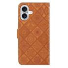 For iPhone 16 Plus Ethnic Style Embossed Pattern Leather Phone Case(Brown) - 3