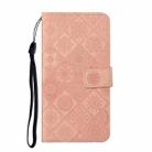 For iPhone 16 Plus Ethnic Style Embossed Pattern Leather Phone Case(Pink) - 2