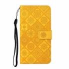 For iPhone 16 Plus Ethnic Style Embossed Pattern Leather Phone Case(Yellow) - 2