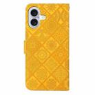 For iPhone 16 Plus Ethnic Style Embossed Pattern Leather Phone Case(Yellow) - 3