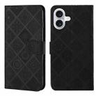 For iPhone 16 Plus Ethnic Style Embossed Pattern Leather Phone Case(Black) - 1