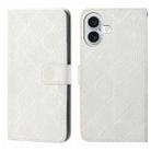 For iPhone 16 Ethnic Style Embossed Pattern Leather Phone Case(White) - 1