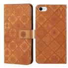 For iPhone 16e Ethnic Style Embossed Pattern Leather Phone Case(Brown) - 1