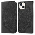 For iPhone 15 Plus Mandala Embossed Flip Leather Phone Case(Black) - 1