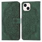 For iPhone 15 Plus Mandala Embossed Flip Leather Phone Case(Green) - 1