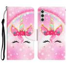 For Samsung Galaxy S23 FE 5G Colored Drawing Leather Phone Case(Unicorn) - 1