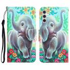 For Samsung Galaxy S23 FE 5G Colored Drawing Leather Phone Case(Elephant) - 1