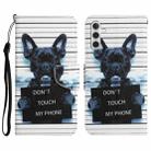 For Samsung Galaxy S23 FE 5G Colored Drawing Leather Phone Case(Black Dog) - 1