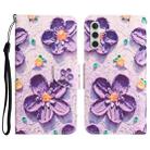 For Samsung Galaxy S23 FE 5G Colored Drawing Leather Phone Case(Purple Flower) - 1