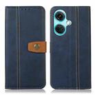 For OnePlus Nord CE3 5G Stitching Thread Calf Texture Leather Phone Case(Blue) - 1