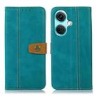 For OnePlus Nord CE3 5G Stitching Thread Calf Texture Leather Phone Case(Green) - 1