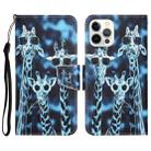 For iPhone 15 Pro Max Colored Drawing Leather Phone Case(Giraffes) - 1