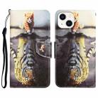 For iPhone 15 Plus Colored Drawing Leather Phone Case(Tiger) - 1