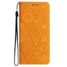 For iPhone 16 Pro Max Ethnic Embossed Adsorption Leather Phone Case(Yellow) - 3